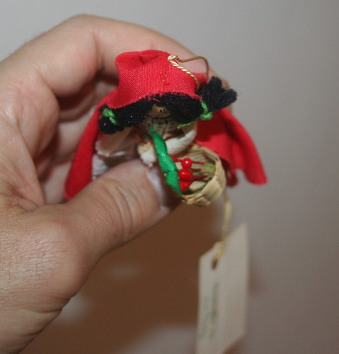 Bambola vintage Cappuccetto Rosso Clothesspin Peg fatta a mano faccia dettagliata - Foto 7 di 8