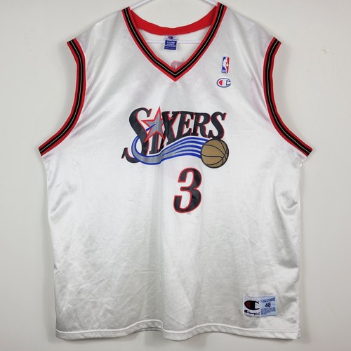 Allen Iverson #3 Philadelphia 76ers NBA Vintage Champion Jersey White Mens 48 XL
