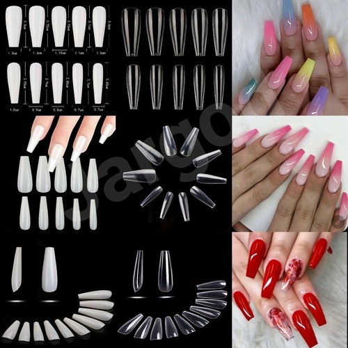 100 pz bara ballerina lunga copertura completa artificiale false punte unghie pressa sulle unghie - Foto 2 di 12
