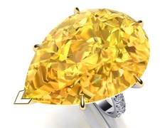 Exclusive Pear Cut Lab Created Yellow Citrine with Solitaire Style Women's Ring