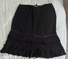 Jean Paul Gaultier FEMME Black ribbon lace and beaded MIDI Skirt Size 42 w/tags