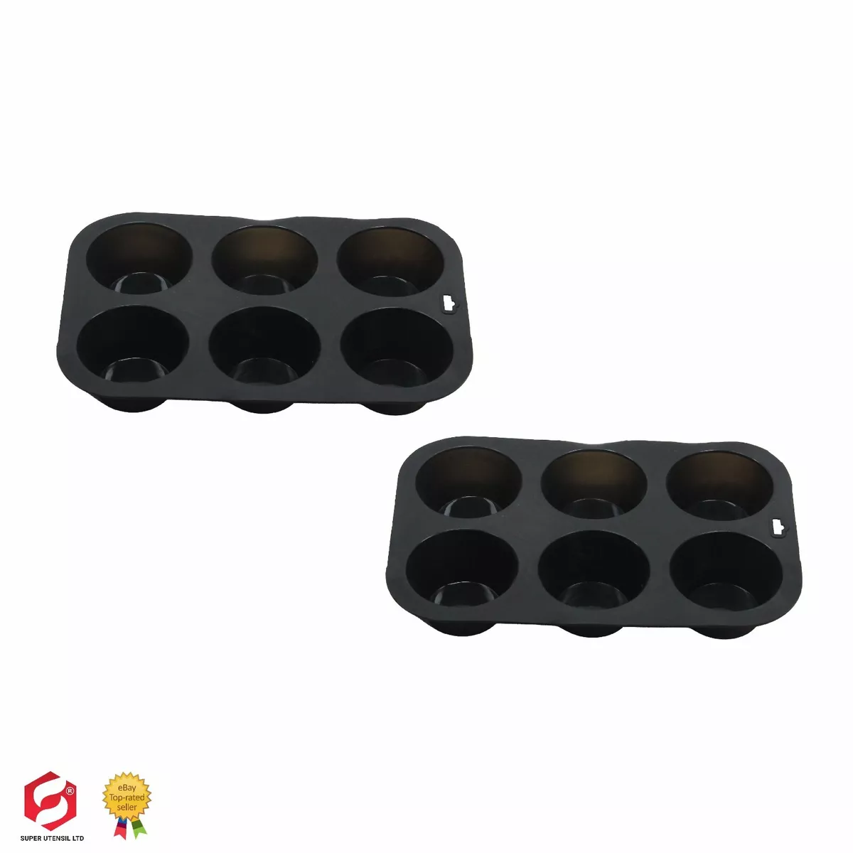 2x 6 SILICONE LARGE MUFFIN YORKSHIRE PUDDING MOULD CUPCAKE BAKING TRAY  BAKEWARE