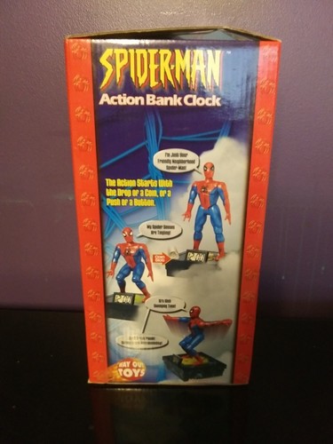 2002 Marvel And Way Out Toys SPIDERMAN ACTION BANK CLOCK - Picture 2 of 7