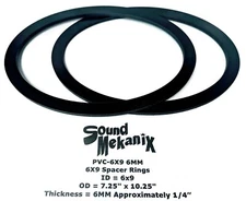 6x9" PVC Plastic Speaker / Spacer Ring PVC-6x9 6MM One Pair Made in USA