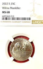 NGC MS-68! 2022-S WILMA MANKILLER AMERICAN WOMEN QUARTER