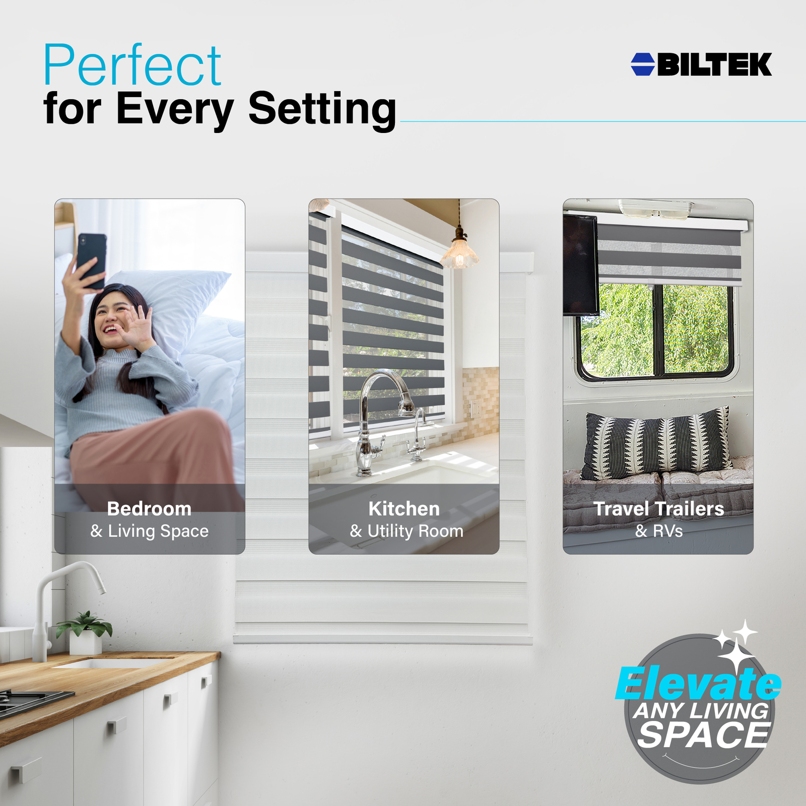 Cordless, Gray, Roller Shades Free-Stop Dual Layer Window Blinds - 34"x72"