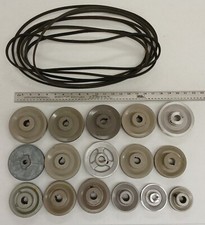 Pulleys  Belts Originally Used On Industrial Sewing Machines 16 Pulleys 8 Belts