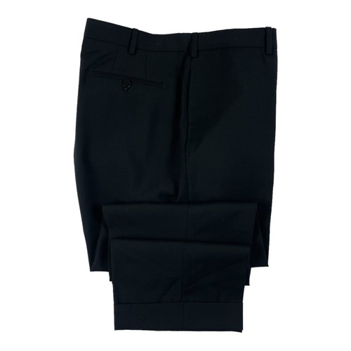 Incotex High Comfort Black Pure Wool Flat Front Trousers Size 42X28