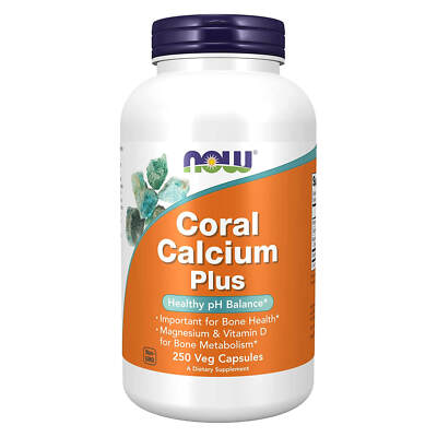 NOW Coral Calcium Plus 250 Caps, Bone Health, healthy pH balance, Magnesium