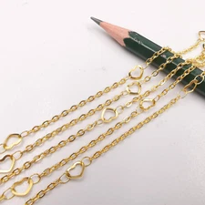 3meters Gold Stainless steel Satellite Heart Curb Chain Findings Marking DIY