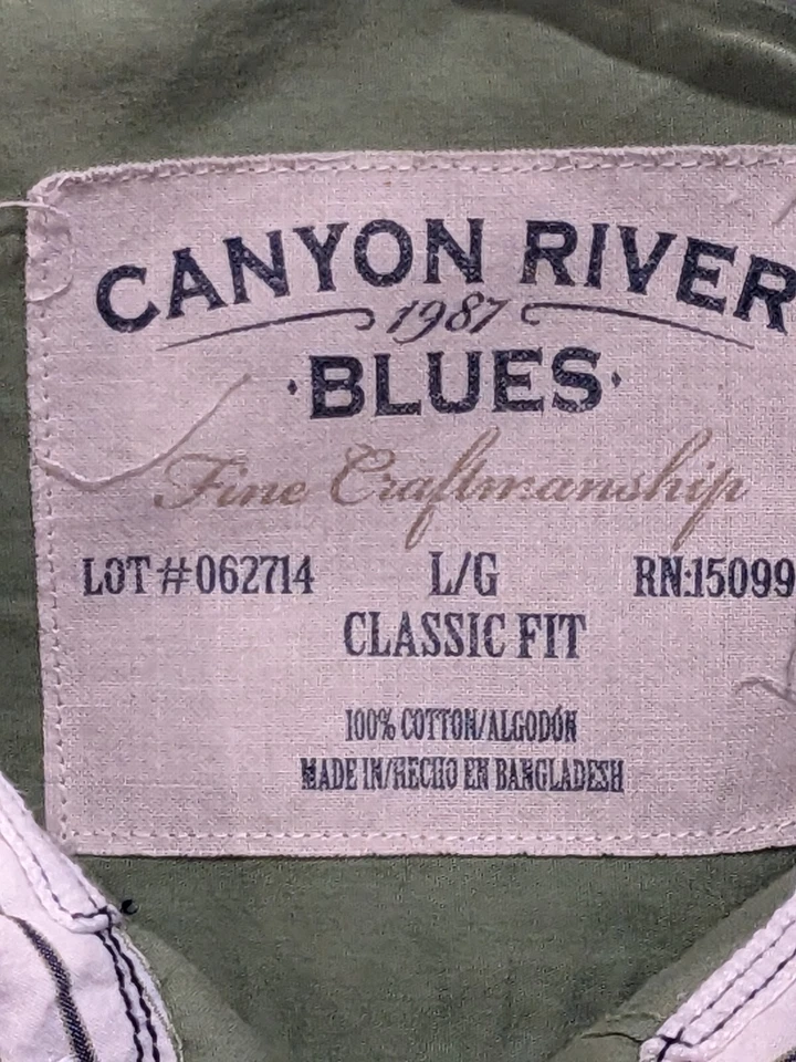 CAMISA WESTERN DE ALGODÓN L/G AZUL CANYON RIVER PARA HOMBRE TALLA GRANDE AJUSTE CLÁSICO. Foto 3 de 3