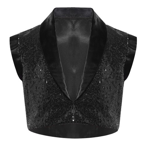 Kids Girls Jacket Dance Vest Lapel Tank Top Jazz Sparkly Holiday Contrast Suit - Picture 64 of 69