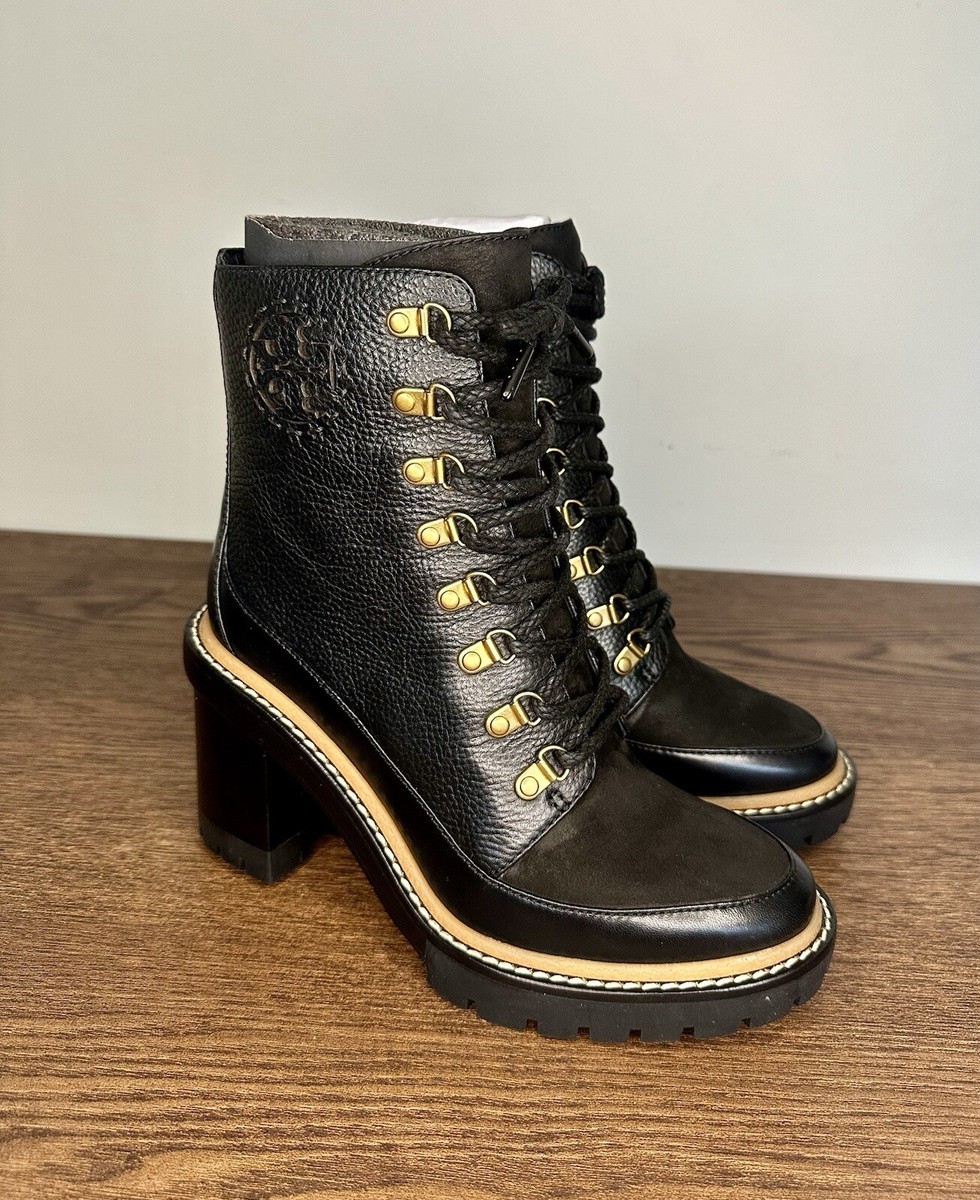 New Tory Burch Black Miller Lug Sole Boot Size
