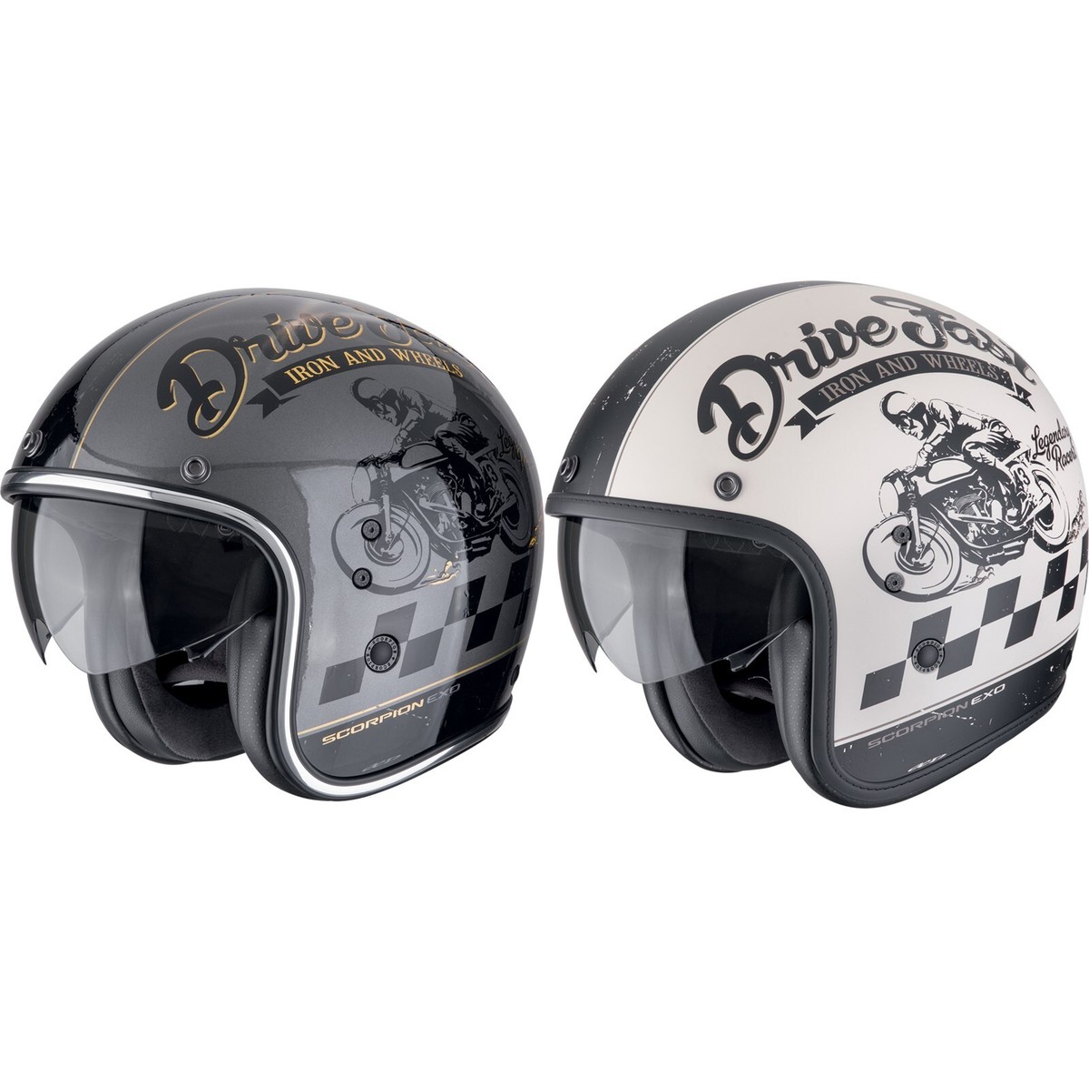 scorpion belfast helmet white Scorpion Belfast Evo Drive Fast Motorcycle Jet Helmet Retro Vintage