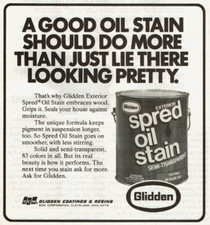 1980 Vintage Print Ad Glidden Coatings & Resins Spred Oil Stain A Good Should Do