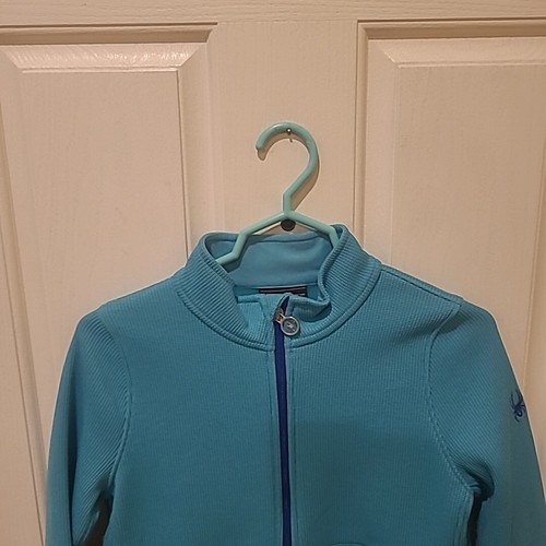 SPYDER Jacket Girls XL 18 Teal Zip Front Waffle Knit Core Jacket - Picture 7 of 8