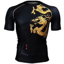 FX-364 GOLDEN DRAGON Skin Compression Base layer MMA Rash guard BJJ Water Sports