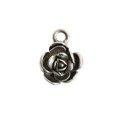 Antique Silver Mini Flower Petal Charm, Nunn Design, Floral Botanical Jewelry