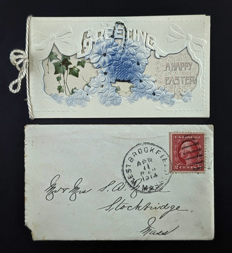 Antike gestanzte geprägte Osterkarte mit original Umschlag bedruckt in Deutschland - Bild 10 von 13