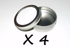 4 X 2-oz Round Metal Blank White Label Slip-Lid Tin Can Container - Use 4 Crafts