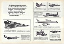 1967 General Dynamics Worlds First Aircraft’s Vintage Magazine Print Ad/Poster