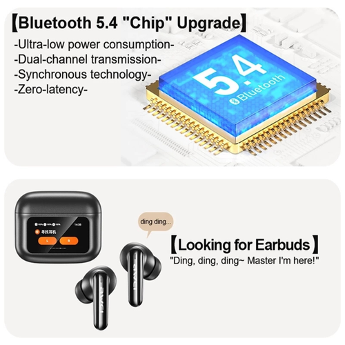 Awei T56 Touch Screen Bluetooth Earphone ANC Noise Cancelling Earbud Bass - Picture 4 of 8