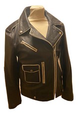 Eachxother Leather Jacket Black White Trim By Exclusive Designer Size M £875 !!