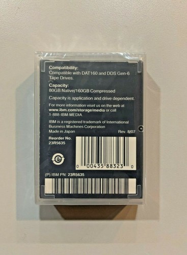 IBM DAT160 Data Cartridge Tape 80/160GB - 23R5635 / NEW Factory Sealed - Afbeelding 4 van 4