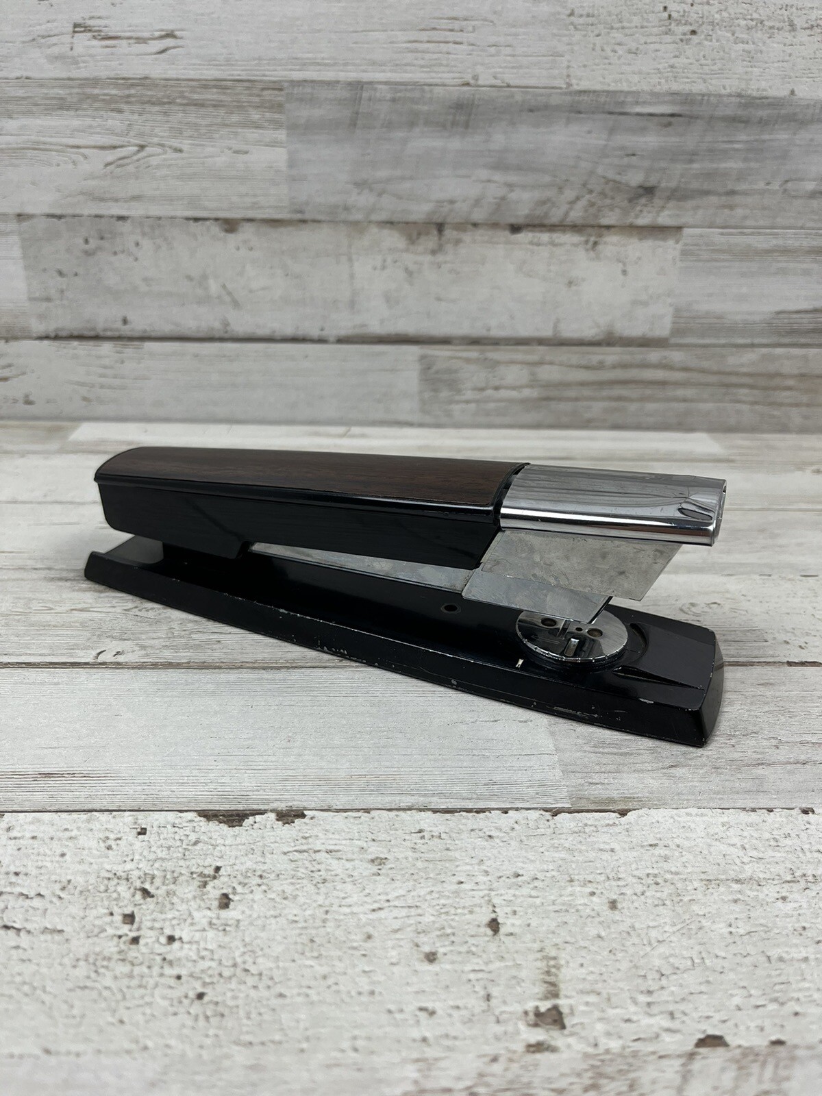 Vintage Swingline 333 Stapler 1960's Full Size Brown Wood Grain MCM-image