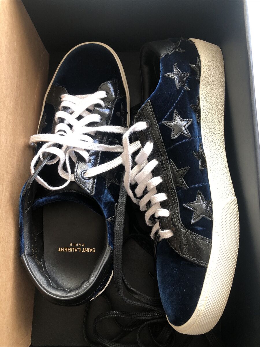 Saint Laurent Blue/White Denim and Leather Star Low Top Sneakers Size 45 Saint  Laurent Paris | TLC