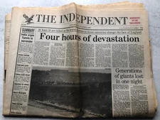 17 OCTOBER 1987 NEWSPAPER WORST STORM DEVASTATION CHRISTIAN LACROIX NEW LOOK