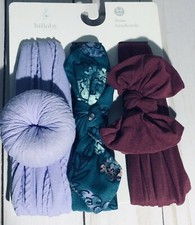 Lullaby Infant Baby Girl Head Wrap Bow Headbands 3-Pk 0-6 M Elastic Purple Green