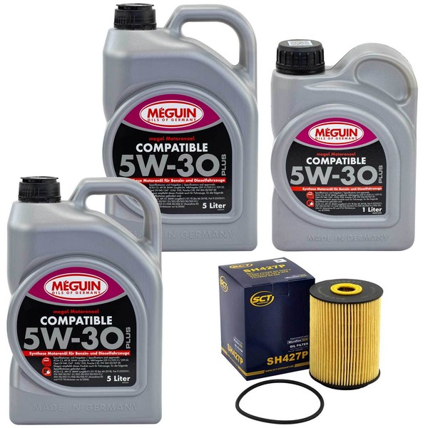 MotoröL Set Compatible 5W-30 Meguin 11 Liter + ÖLfilter FüR Vw Phaeton 6.0 W12-image