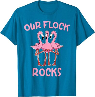 Funny Our Flock Rocks Flamingo Matching Design Unisex T-Shirt