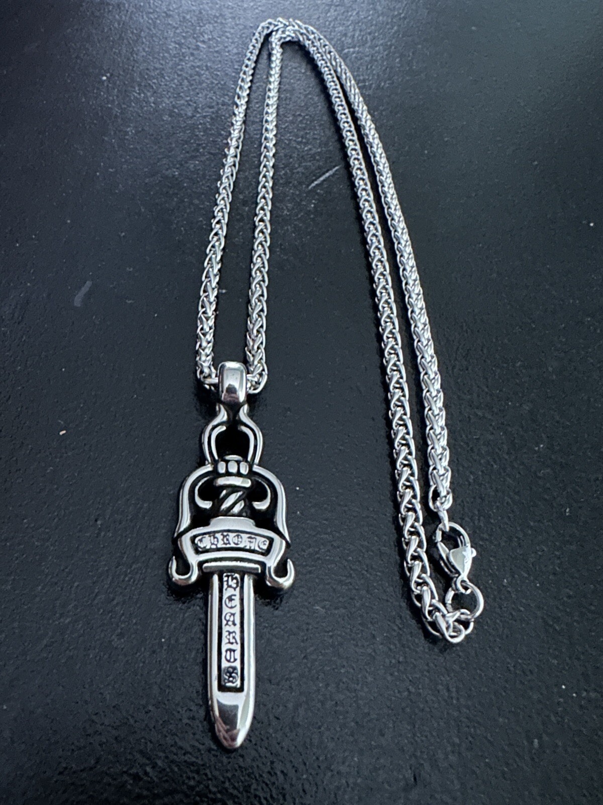 Chrome Hearts STYLE Dagger Pendant on Rope Chain Necklace