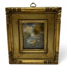 Framed Landscape Boat Oil Painting Signed by Van Thoren