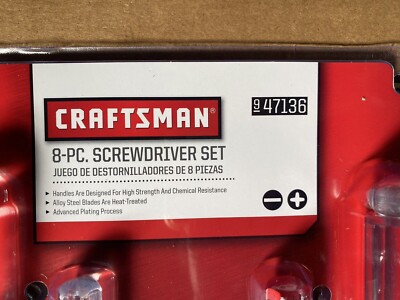 Craftsman Screwdriver Set 8 Piece Slotted Flat and Phillips 9