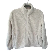 Marine Layer x Lost and Found Full Zip High Neck Sherpa Jacket Pockets Cream XS