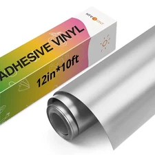 HTVRONT Silver Metallic Vinyl - 12" x 10FT Matte Silver Vinyl for Cricut - Ea...