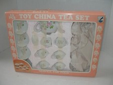 Vintage Toy China Tea Set 4 Place Settings 1950s New in Original Box 16 Pieces