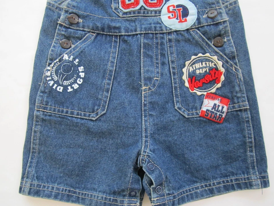 Kid's Sporty [ 18m ] Overall Jean Shorts Boys Soccer Child Denim Jumpsuit Romper - Image 3 of 4