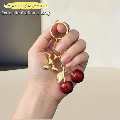 Gold Letter Bubble Initial Keychain for Women Cute Cherry Bag Charm Purse Pur... - Picture 2 of 7