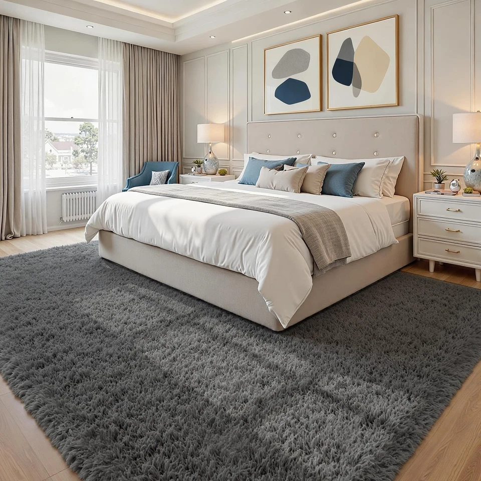 8x10 Area Rugs for Living Room Ultra Soft Fluffy Shag Grey Rugs for Bedroom, ... - Image 4 of 4