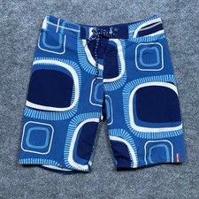 Tommy Bahama Relax Mens Blue Geometric Retro Board Shorts Swim Trunks Size 34