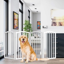Freestanding Pet Gate - Wooden Folding Fence for Doorways, Stairs  Home