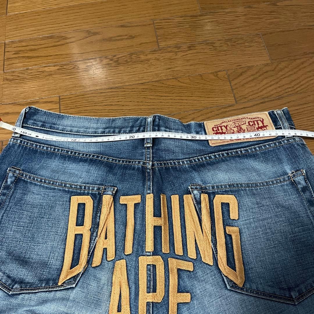 A Bathing Ape Flared Logo Denim Pants Jeans Blue Size L Waist 92cm thumbnail 9