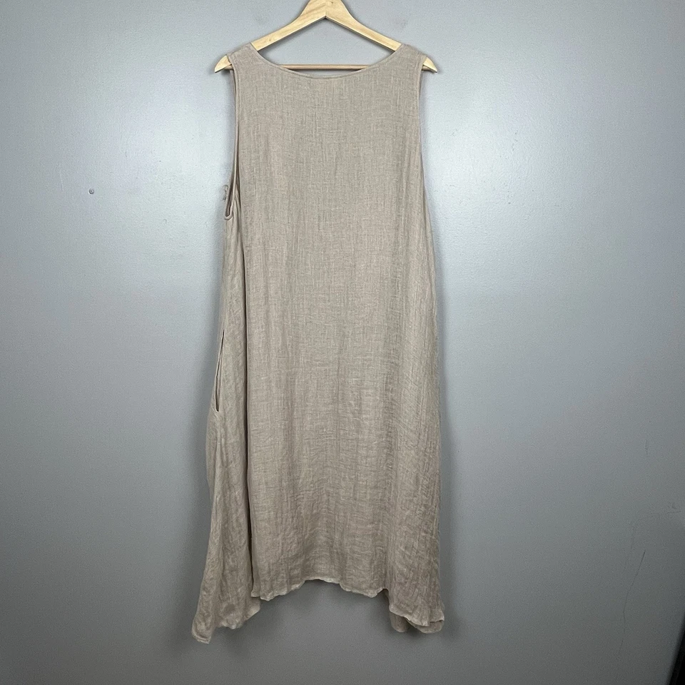 Vestido Boho Asimétrico Patrón de Flecos 100% Algodón Lagenlook de Encaje de Papel, XL. Foto 2 de 4