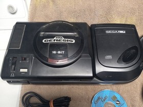 Sega Genesis / Sega Cd Console MK-4102 -  With 2 Arcade Sticks & Sega CD Game