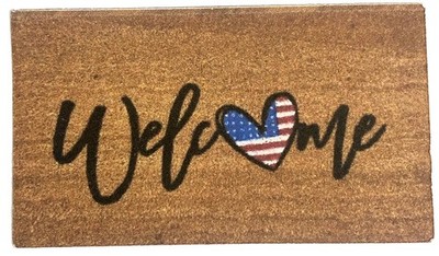 Puppenhaus Willkommen Matte USA Herz Flagge Halle Veranda Tür Stufe Boden Zubehör 1:12