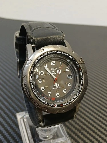 Timex Solid Black Q Indiglo Vintage Watch